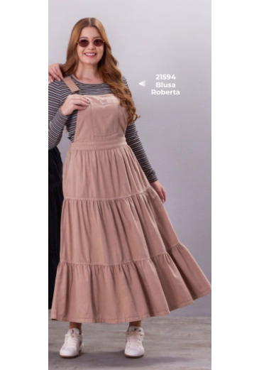 Salopete Aurora Em Jeans Color Bege Hapuk  Outono/Inverno 2026