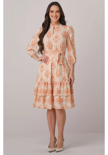 Vestido Samela Em Crepe Laranja Tata Martello Outono/Inverno 2026