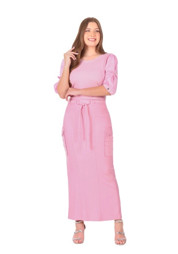 Blusa Damiana Rosa Em Malha Canelada Hapuk Primavera/Verão 2026