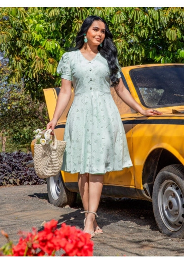 Vestido Sofy Em Lese De Malha Azul Maria Amore Primavera/Verão 2026