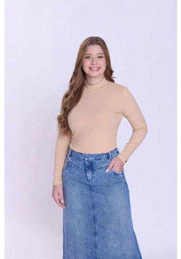 Blusa Sophia Em Malha Canelada Bege Hapuk Outono/Inverno 2026