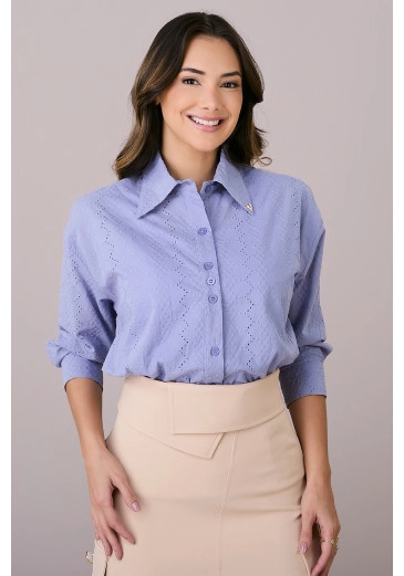 Camisa Cristiane Em Laise Algodão Lilás Tatá Martello Outono/Inverno 2025