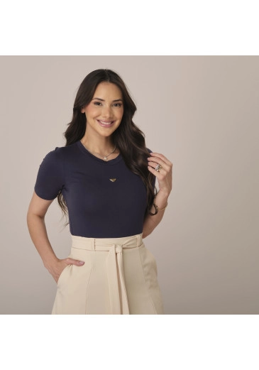 Blusa Kiara Em Malha Pima Premium Azul Noite Tata Martello Primavera/Verão 2026