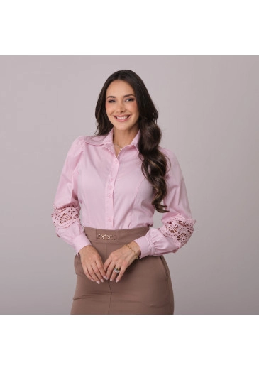 Camisa Sofia Em Tricoline De Poliamida Rosa Tata Martello Primavera/Verão 2026