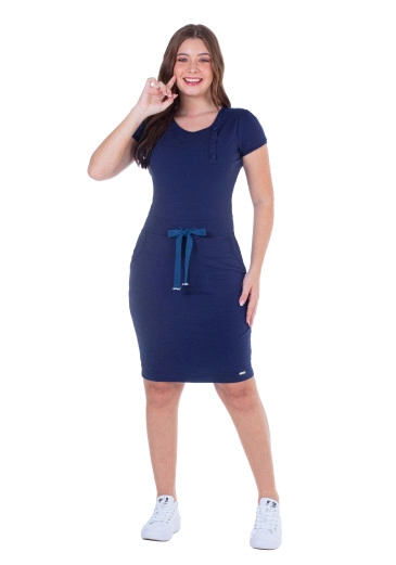 Vestido Berenice Em Malha Moletinho Com Forro Azul Marinho Hapuk Primavera/Verão 2025 