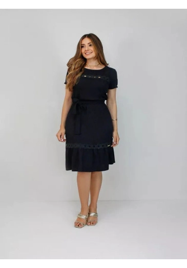Vestido Laiane Em Malha Preto Nítido Primavera/Verão 2025