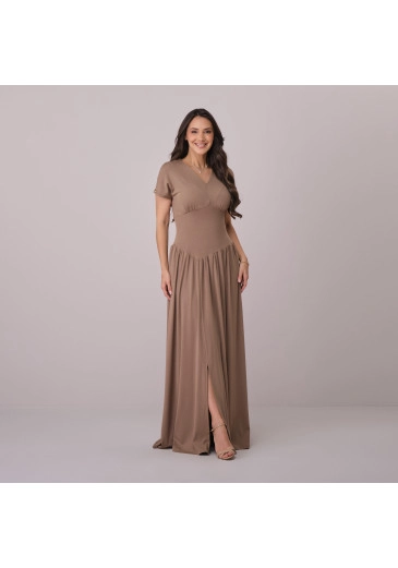 Vestido Gabriela Em Malha Column Marrom Tata Martello Primavera/Verão 2026