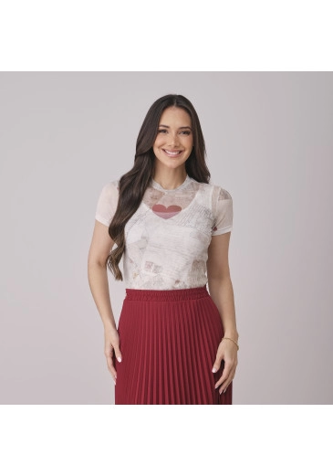 Blusa Amanda Em Tule Estampado Tata Martello Outono/Inverno 2026