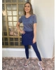 Conjunto Saia com Calça Cinza Moda Fitness