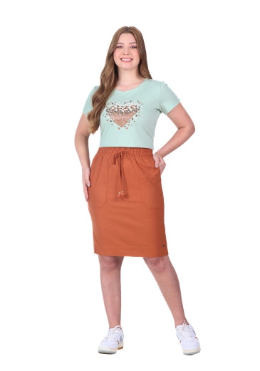 Saia Rita Em Linho Telha Hapuk Primavera/Verão 2026