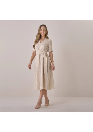 Vestido Bety Em Bordado Daphine Bege  Tatá Martello Primavera/Verão 2026