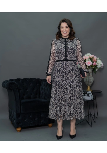 Vestido Midi Max Manga Longa Em Tuloe Kauly Outono/Inverno 2025