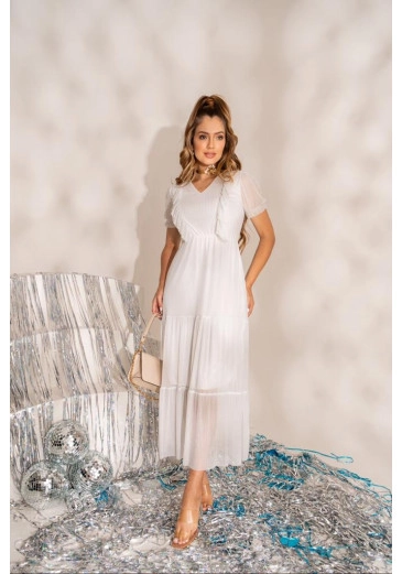 Vestido Olivia Midi Em Tule Off White Fagian Alto Verão 2024