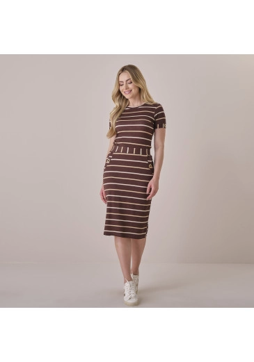 Conjunto Bruna Em Malha Viscose Premium Marrom Tata Martello  Primavera/Verão 2026