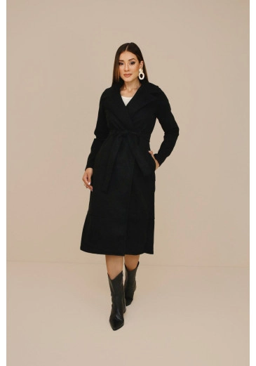 Trench Coats Felicia Em Lã Batida Preto Nitido  Outono/Inverno 2026 