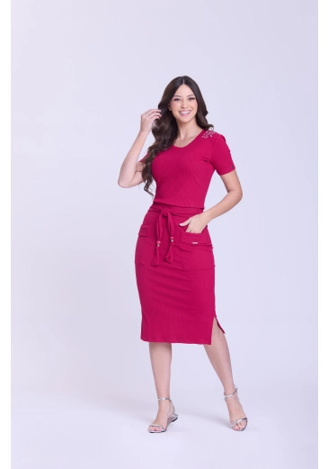 Saia Fernanda Em Malha Canelada Pink Hapuk Outono/Inverno 2026