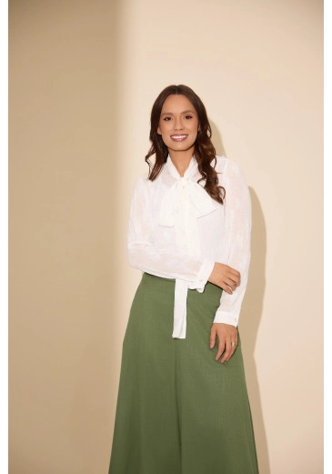Camisa Ingridy Em Crepe Jacard Jany Pim Outono/Inverno 2026