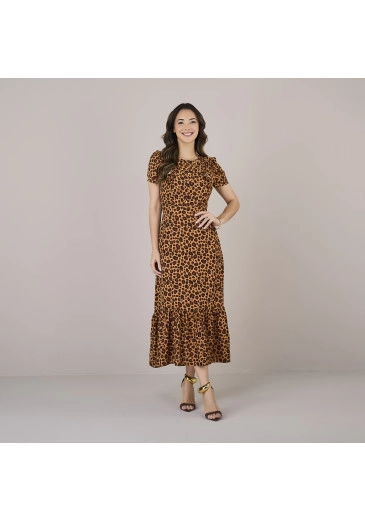 Vestido Ticiane Em Crepe New Sabia Animal Print Tata Martello Alto Verão 2025