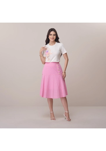 Saia Elsa Em Laise Pink Tata Martello Primavera/Verão 2026