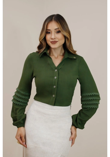 Camisa Fátima Em Viscose Verde Militar Nitido Outono/Inverno 2026