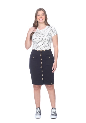 Blusa Pérola Em Malha Estampada Preta Hapuk Alto Verão 2025