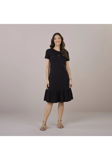 Vestido Simone Em Malha Conforto Preto Tatá Martello Alto Verão 2025