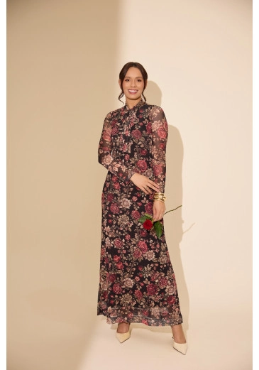 Vestido Ana Em Tule Estampado Jany Pim Outono/Inverno 2026