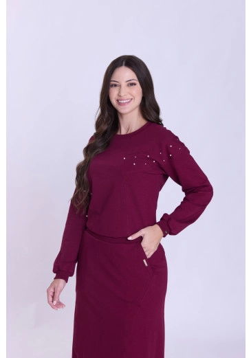 Blusa Quitéria Em Molecotton Bordo Hapuk Outono/Inverno 2026