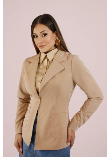 Blazer Cecilia Em Alfaiataria Harry Bege Nitido Outono/Inverno 2026