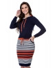 Vestido Listrado com Capuz Azul Hapuk 