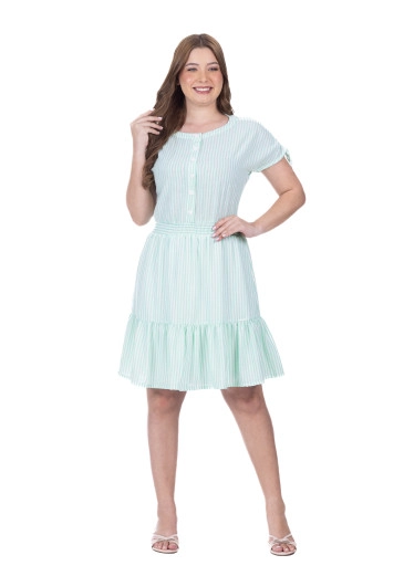 Vestido Olivia Em Tecido Plano Listrado Verde Hapuk Primavera/Verão 2026