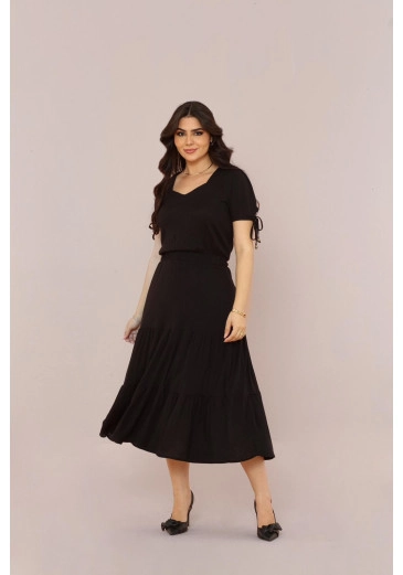 Vestido Em Viscose Preto Mulher Morena Outono/Inverno 2025