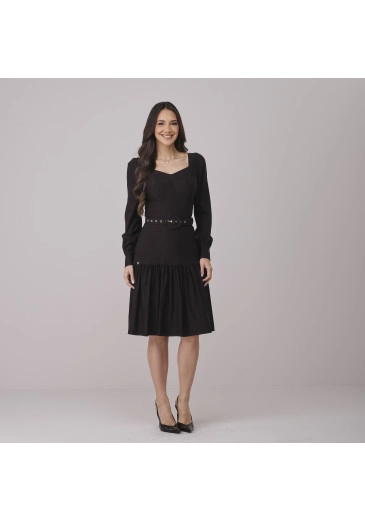 Vestido Flavia Em Corduroy Preto Tata Martello Outono/Inverno 2026