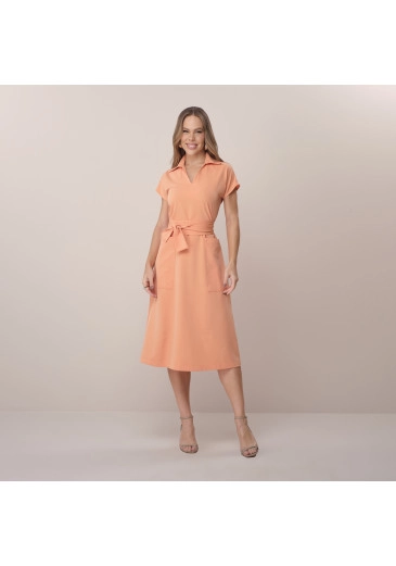 Vestido Emily Em Alfaiataria Laranja Tatá Martello Primavera/Verão 2026