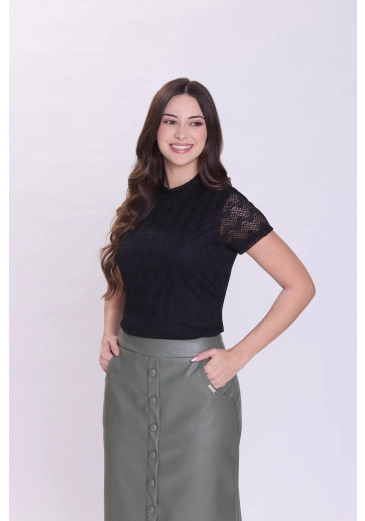 Blusa Brenda Em Renda Preta Hapuk Outono/Inverno 2026