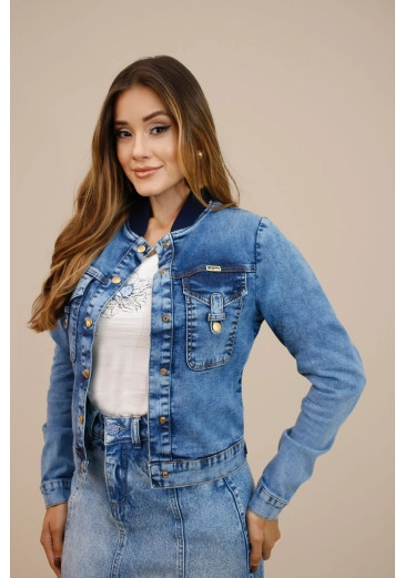 Jaqueta Estela Em Jeans Azul Nitido Outono/Inverno 2026