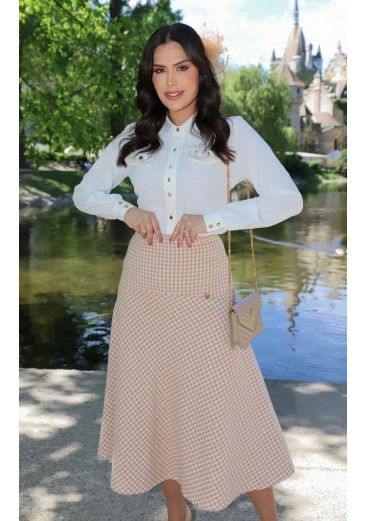 Saia Nancy Em Tweed Rosa Maria Amore Outono/Inverno 2026 
