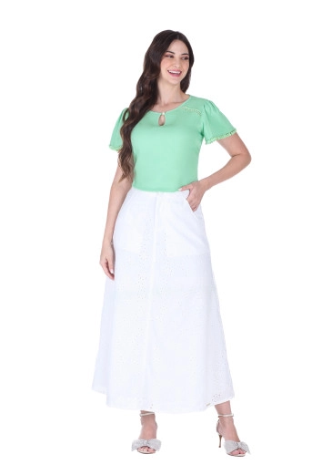 Blusa Paula Em Tecido Plano Com Franjinha Nas Barras Verde Hapuk Alto Verão 2025