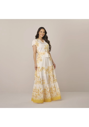 Vestido Tainara Em Crepe Gloss Amarelo Tatá Martello Primavera/Verão 2027