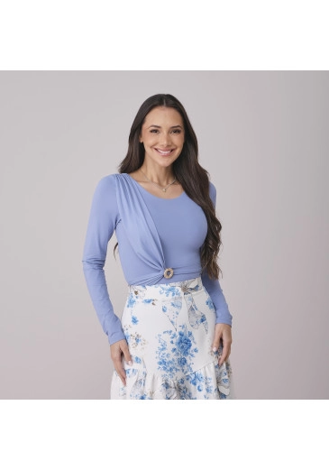 Body Melina Em Malha Azul Tata Martello Outono/Inverno 2026