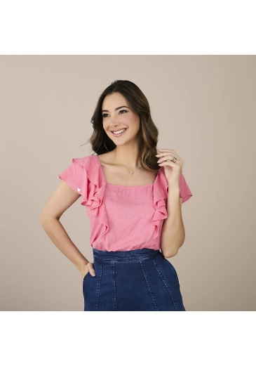 Blusa Hellen Em Viscose Trabalhada Rosa Tatá Martello Primavera/Verão 2025