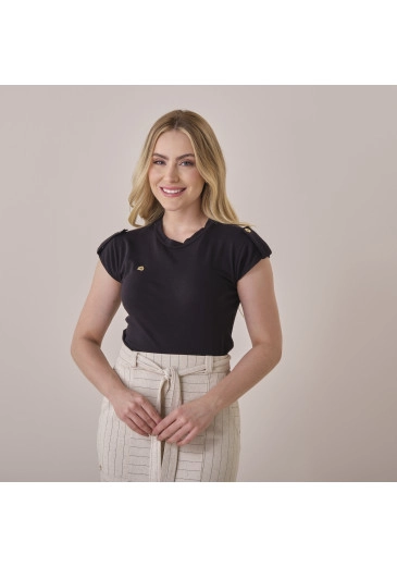Blusa Lia Em Malha Dream Preto Tata Martello  Primavera/Verão 2026