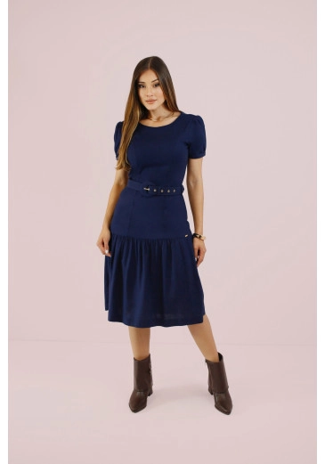 Vestido Maria Em Alfaiataria Azul Marinho Nitido Outono/Inverno 2026