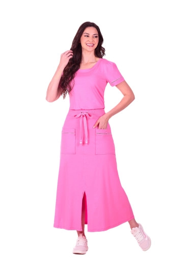 Vestido Simone Em Malha Algodão Sustentável Rosa Hapuk Primavera/Verão 2027