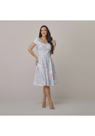 Vestido Thais Em Alfaiataria Soho Estampa Exclusiva Azul Tata Martello Outono/Inverno 2026