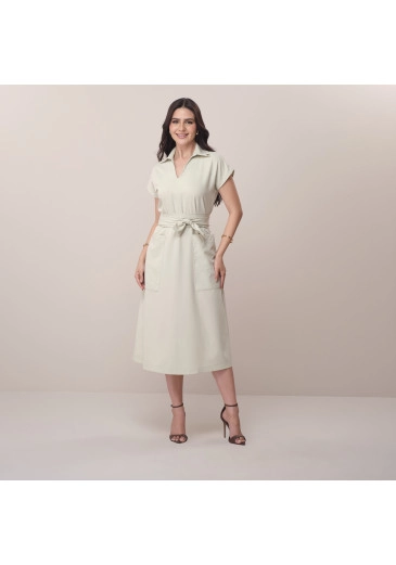 Vestido Emily Em Alfaiataria Bege Tatá Martello Primavera/Verão 2026