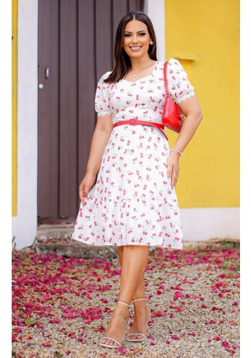 Vestido Kelly Em Sedinha Estampada Maria Amore Primavera/Verão 2025