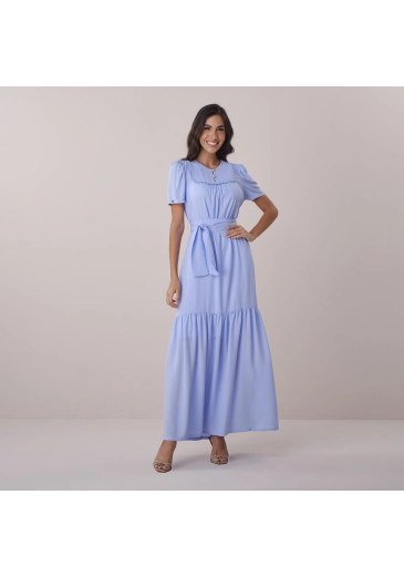 Vestido Carina Em Viscose Ingress Azul Tata Martelo Primavera/Verão 2026
