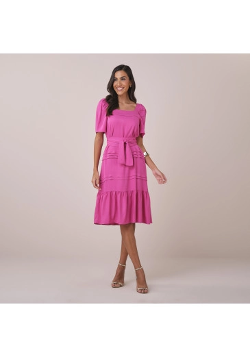 Vestido Analia Em Rayon Twill Rosa Tatá Martello Primavera/Verão 2026