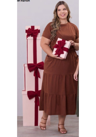 Vestido Emily Em Malha Marrom Hapuk  Outono/Inverno 2026